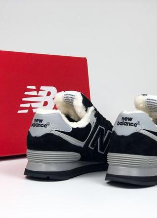 Зимние женские замшевые кроссовки с мехом стиле new balance 574 🆕 нью баланс4 фото