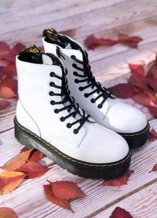 Ботинки жіночі зимові dr. martens jadon white хутро