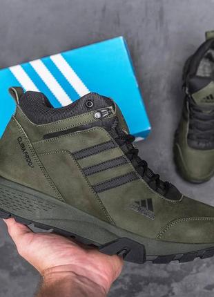 Чоловічі зимові шкіряні черевики adidas terrex green