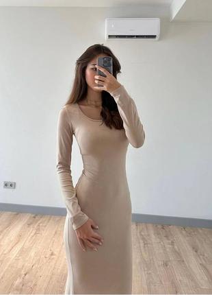 Приталенное длинное платье с длинными рукавами3 фото
