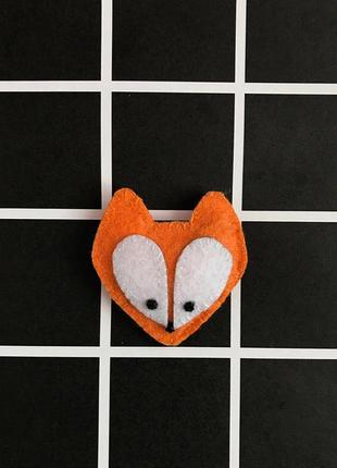 Брошь брошка лиса лисица оранжевая из фетра фетровая пин значок украшение для детей на вещи шапку