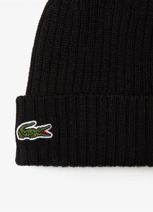 Lacoste unisex knit wool beanie rb0001 00 031 шапка оригінал унісекс шерстяна чорна