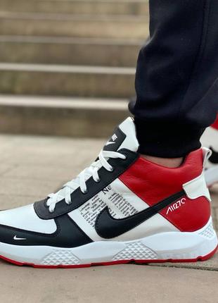 Шкіряні зимові теплі кросівки nike air 270 white|red