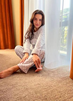 Жіноча домашня піжама кофта та штани, махра+фліс6 фото