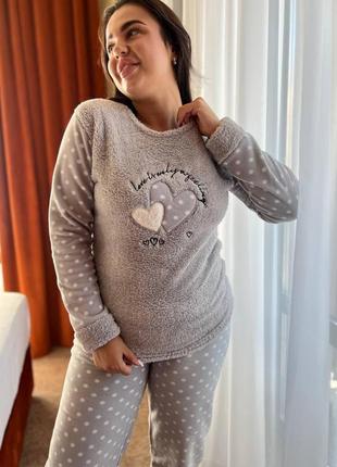 Женская домашняя пижама кофта и штаны, махра+флис1 фото