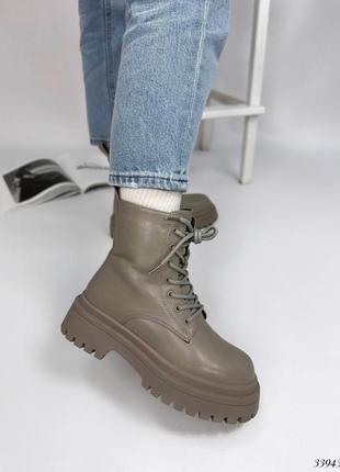 Серые зимние ботинки из эко-кожи, арт. 339431 фото
