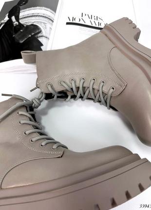 Серые зимние ботинки из эко-кожи, арт. 339437 фото