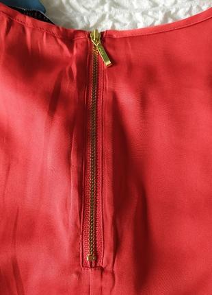 Яскрава червона червона шовкова блуза з баскою marville, стрейч шовк, рукав 3/47 фото