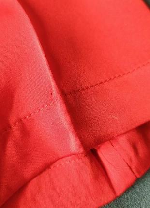 Яркая красная алая шелковая блуза с баской marville, стрейч шелк, рукав 3/46 фото