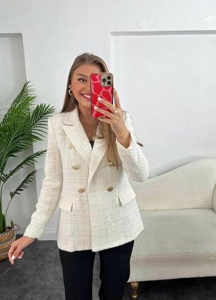 Женские стильный твидовый пиджак
