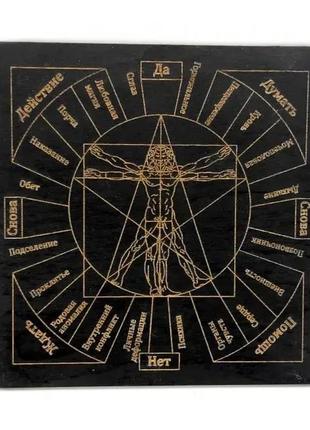 Таблиця "магічні дії", для роботи з маятником,темна (18*18*0,4 см), покрита емаллю, гравір1 фото