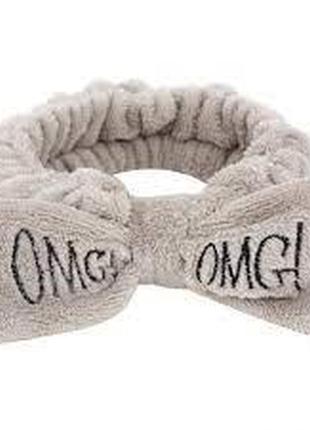 Косметична пов'язка omg для волосся ,повязка на голову коричнева
