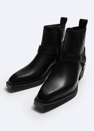 Ковбойские ботинки с пряжкой zara new мужские
