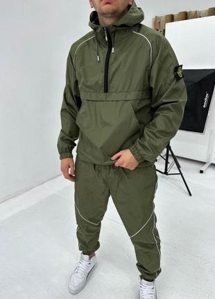 Мужской спортивный темно-зеленый костюм. анорак+брюки.1 фото
