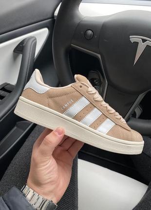 Кросівки жіночі / чоловічі бежеві замшеві adidas campus 00s beige white