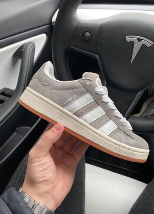 Кросівки жіночі / чоловічі сірі замшеві adidas color campus 00s silver white