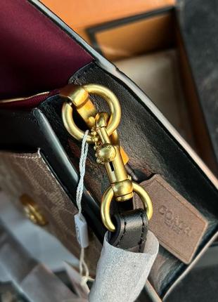 Женская сумка coach tabby black beige shoulder bag in signature Ccv8 фото
