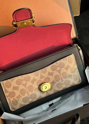 Женская сумка coach tabby black beige shoulder bag in signature Ccv7 фото