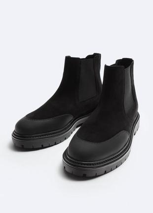 Черные кожаные мужские ботинки челси zara new