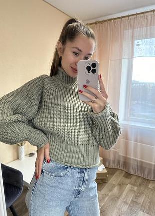 В`заимный мягкий свитер хаки с добавлением шерсти