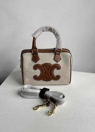 Сумка celine small boston cuir triomphe in textile and calfskin