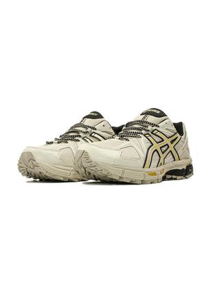 Кросівки жіночі / чоловічі бежеві з шкіри asics gel-kahana beige gold black