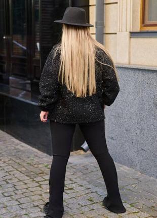 Черная женская курточка из букле с люрексовой нитью батал 48-54, 56-62, 66-72 размеры3 фото