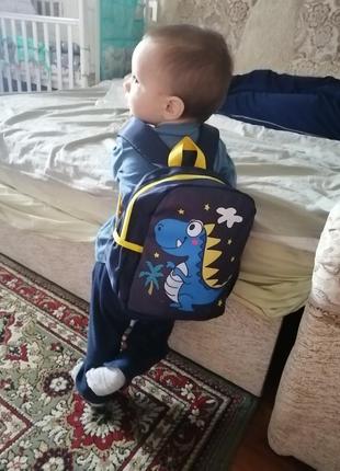 Детский красивый качественный рюкзачок с динозавром6 фото