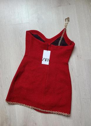 Платье вечернее нарядное красное на одно плечо zara s m 8910/7955 фото