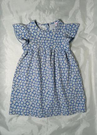 Синее платье zara цветочный принт на 4-5 года, р. 110 см3 фото