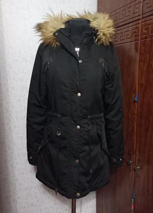 Жіноча куртка-"аляска" (парка), розмір 42-44 (м), чорна, б.у.3 фото