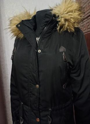 Жіноча куртка-"аляска" (парка), розмір 42-44 (м), чорна, б.у.4 фото