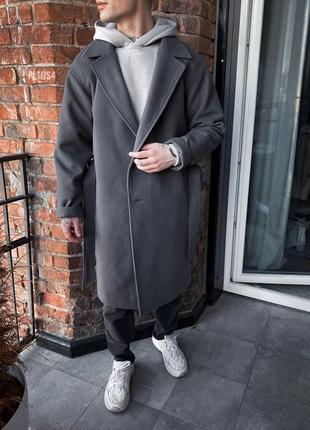 Топовое мужское пальто серое  ⁇  стильные пальто оверсайз мужские