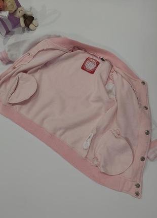Теплая кофта, бомбер на флисе нежно розовая с белыми рукавами 5-6 лет8 фото