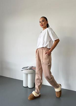 Теплі штани на флісі. зима. тринитка фліс. чорний,молочний, сірий, беж. s,m,l,xl