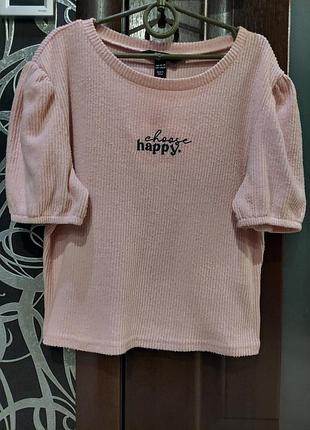 Нежная футболка в рубчик цвета пудры от new look 12-15 лет