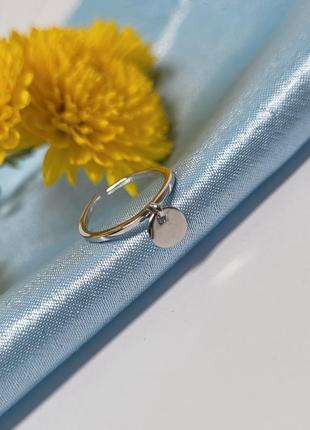 Кольцо серебряное женское колечко без камней монетка серебро 925 покрыто родием размер 12 - 15  к2/1041 0.90г5 фото