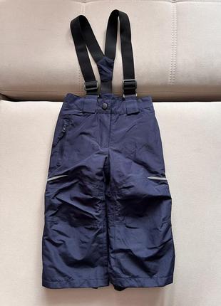 Зимние брюки полукомбинезон теплые темно синие1 фото
