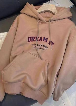 Худи oversize «dream it» цвет: молочный, черный, капучино4 фото