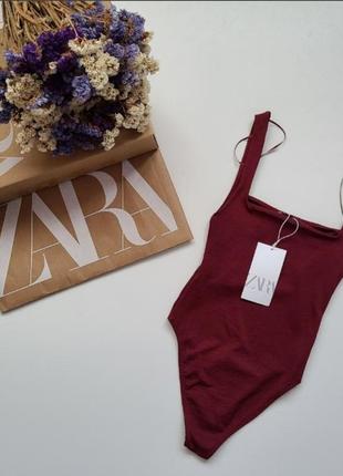 Боди майка бордовое в рубчик zara xs s3 фото