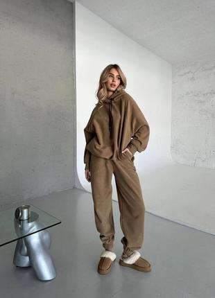 Теплий флісовий спортивний костюм ❄️ жіночий прогулянковий костюм вільного крою оверсайз3 фото