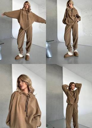 Теплий флісовий спортивний костюм ❄️ жіночий прогулянковий костюм вільного крою оверсайз8 фото
