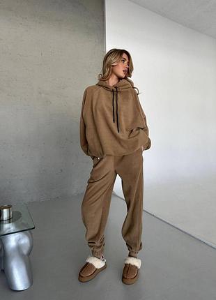 Теплий флісовий спортивний костюм ❄️ жіночий прогулянковий костюм вільного крою оверсайз6 фото