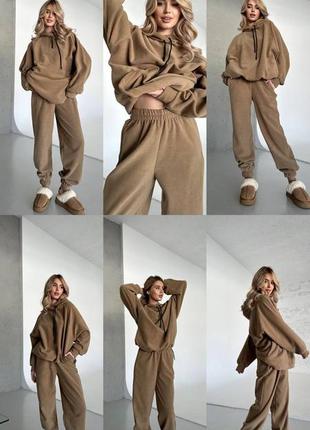 Теплий флісовий спортивний костюм ❄️ жіночий прогулянковий костюм вільного крою оверсайз7 фото