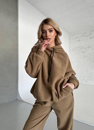 Теплий флісовий спортивний костюм ❄️ жіночий прогулянковий костюм вільного крою оверсайз2 фото