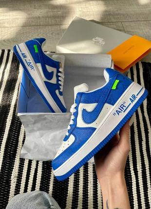 Louis vuitton nike air force 1 low by virgil abloh white royal1 фото