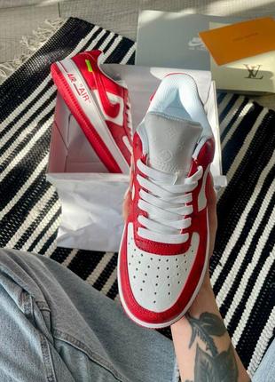 Louis vuitton nike air force 1 low by virgil abloh white red5 фото