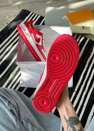 Louis vuitton nike air force 1 low by virgil abloh white red6 фото