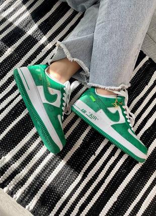 Louis vuitton nike air force 1 low by virgil abloh white green10 фото