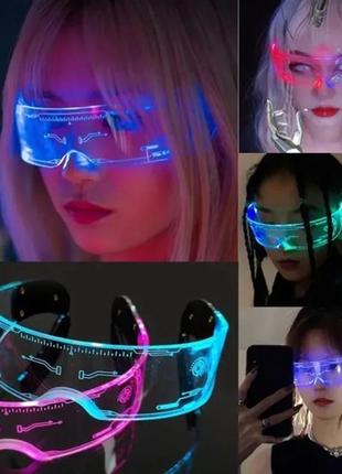 Світлодіодні окуляри з підсвіткою прозорі led светодиодные очки halloween стімпанк steampunk панк корпоратив